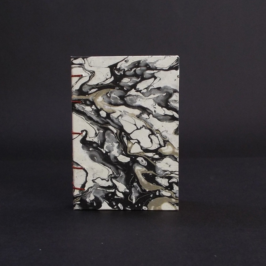 Black marbled mini coptic bound book cover