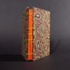 Brown paisley octavo Coptic bound journal spine view