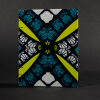 Cover of geometric blue and yellow octavo Coptic book