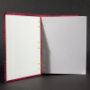 Red plaid octavo Coptic bound journal with inside white end pages and text pages