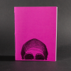 The top half of a skull is on the cover of this pink octavo pamphlet book