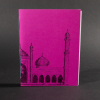 The Taj Mahal wraps around the cover of this pink octavo pamphlet book